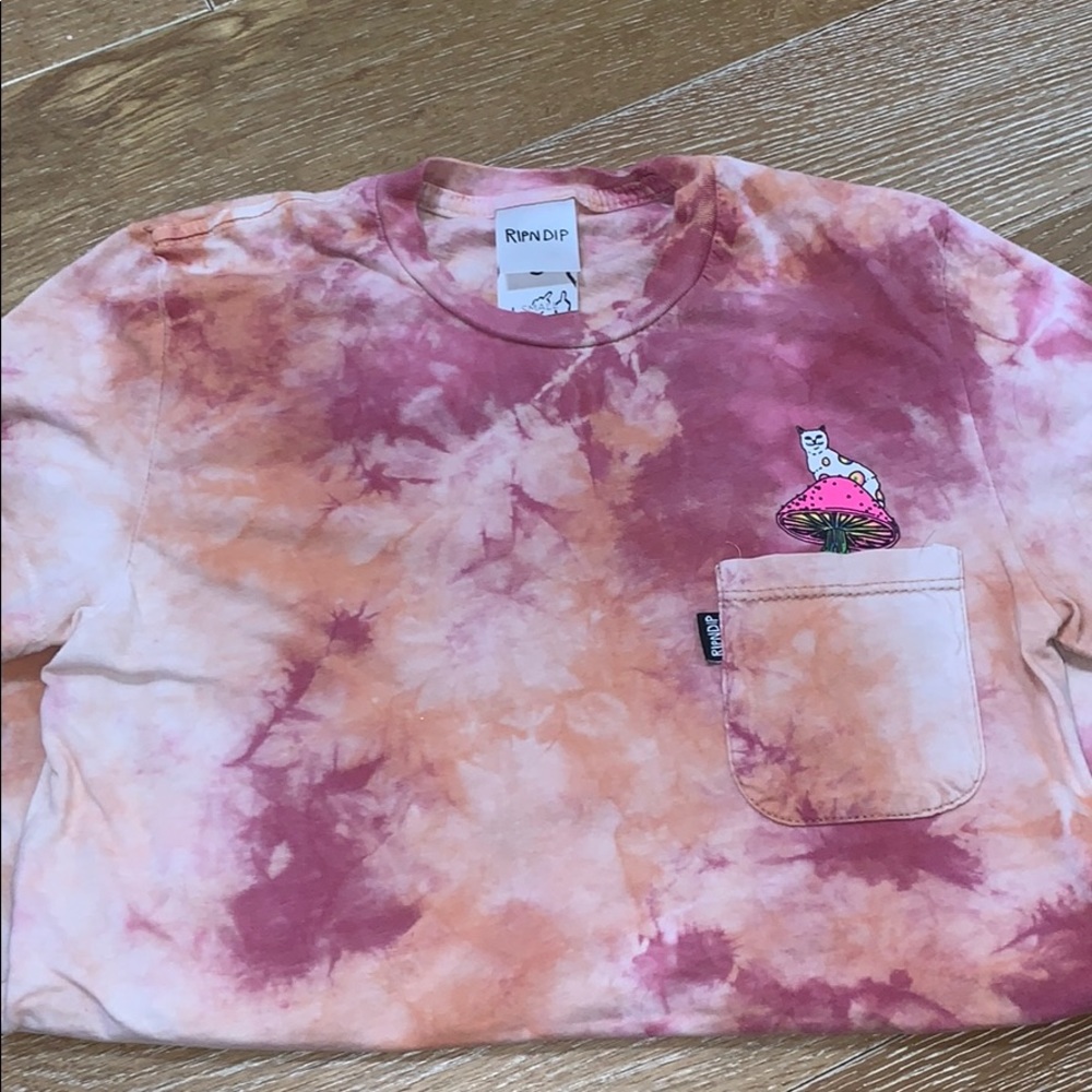 Ripndip woman’s pocket pink and orange tie dye tee